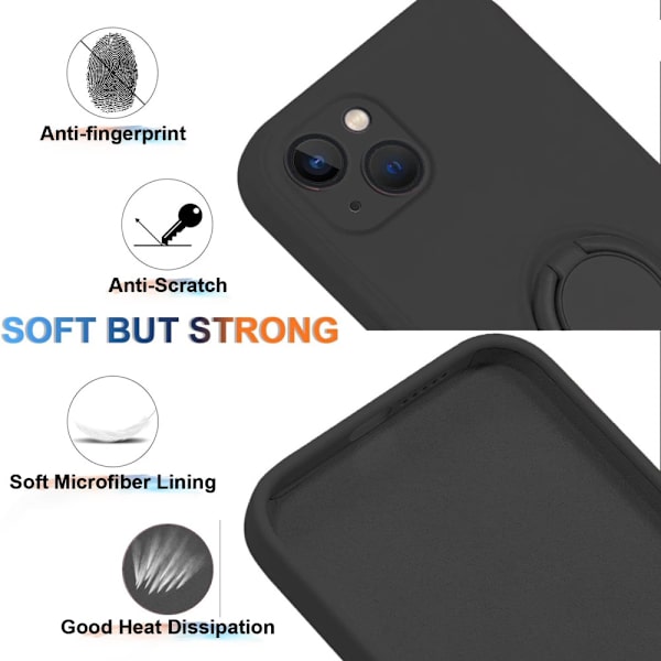 iPhone 15 -kuori rengaspidikkeellä, musta
