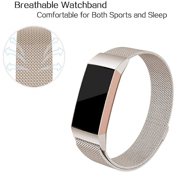 Milanese Loop -ranneke Fitbit Charge 3/4 - samppanjakulta