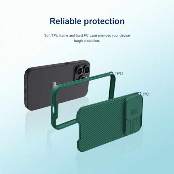 Nillkin CamShield -kuori iPhone 14 Pro Max - Vihreä