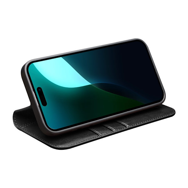 Qialino Nahkainen Lompakkokotelo iPhone 16 Musta