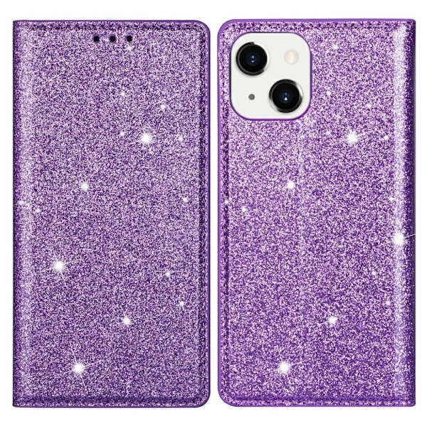 Glitter Plånboksfodral iPhone 13 Lila