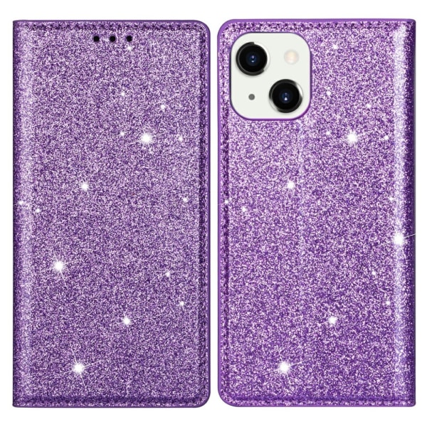 Glitter Wallet Case iPhone 13 Lilla
