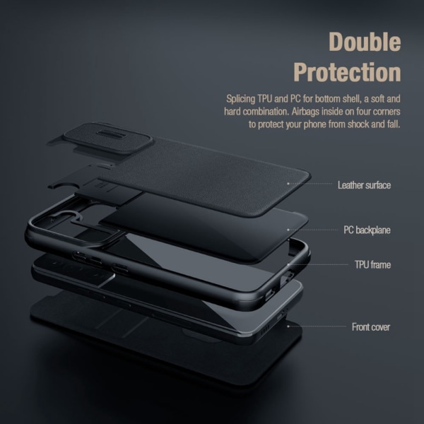 Nillkin Qin Series iPhone 14 Pro Case Camshield Black