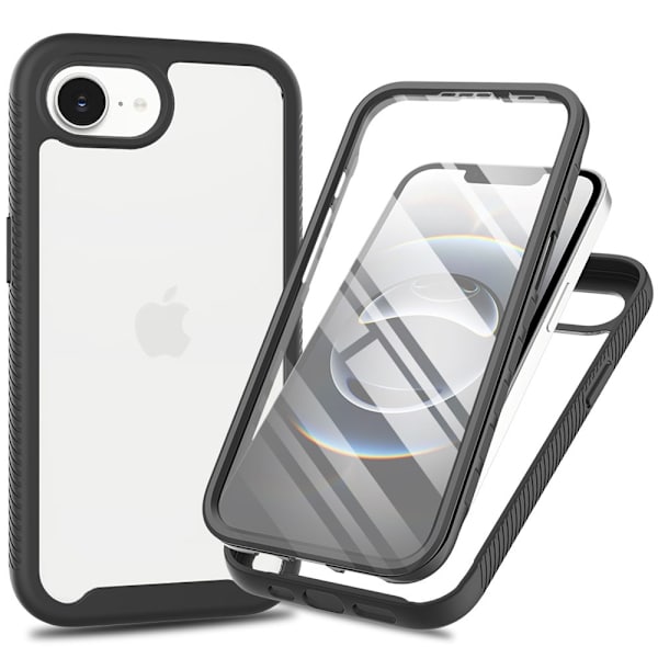 360 Full Cover Edge Case iPhone 16e Musta