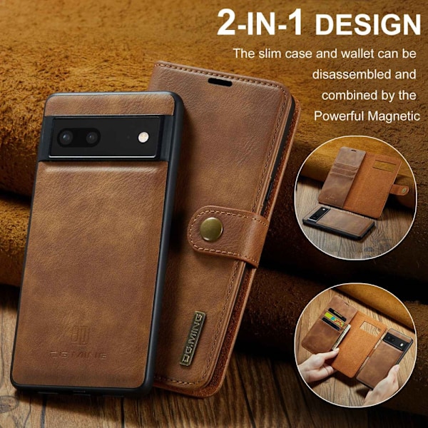 DG.MING 2-in-1 Magnet Wallet Google Pixel 7 Cognac