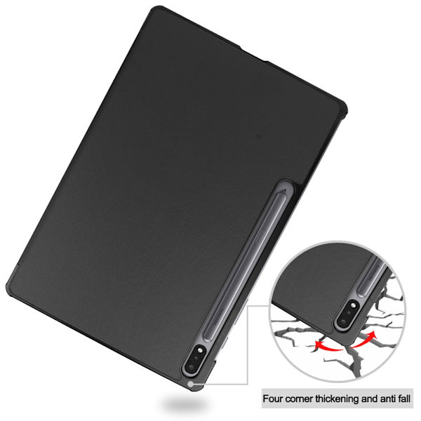 Samsung Galaxy Tab S7 Plus/S8 Plus 12.4 Etui Tri-fold Sort