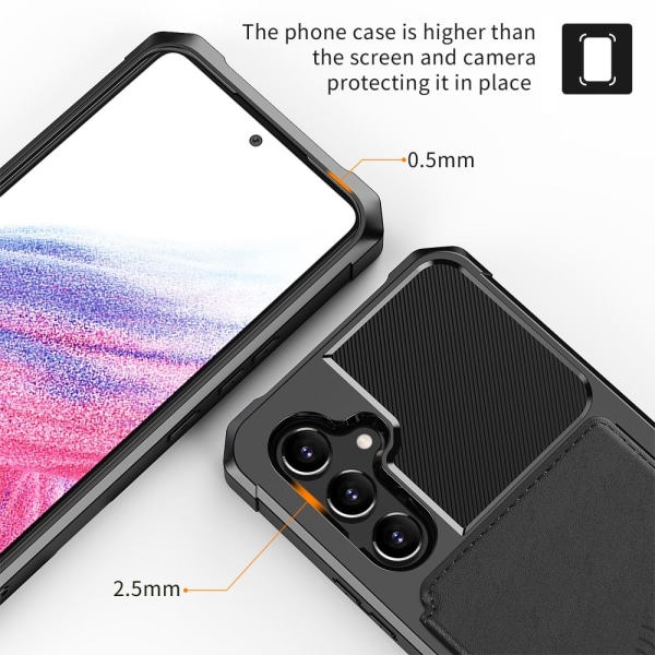 Samsung Galaxy A54:n moniosainen musta kotelo