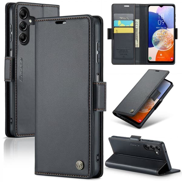 CaseMe Slim Pungetui RFID-beskyttelse Samsung Galaxy A14 Sort
