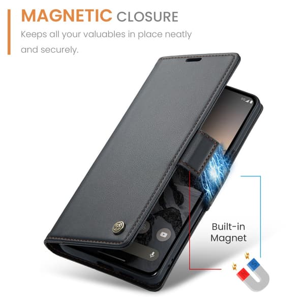 CaseMe Ohut Lompakkokotelo RFID-suojalla Google Pixel 9a Musta