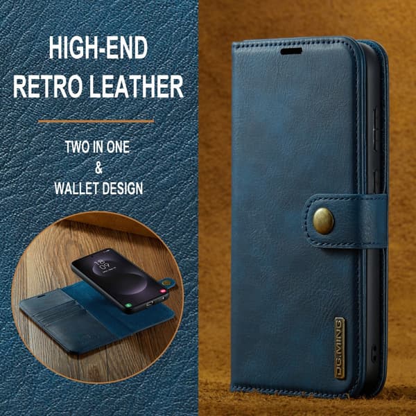 DG.MING 2-i-1 Magnet Wallet Samsung Galaxy S25 Edge Blå