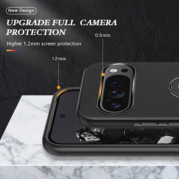 Google Pixel 9 Pro Skal Med Magnetisk Ringhållare Svart
