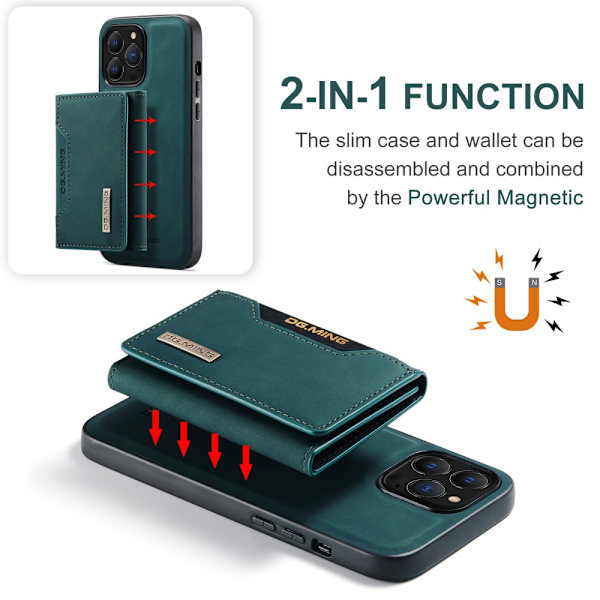 DG.MING 2 i 1 Magnetisk Kortlomme Etui iPhone 16 Pro Grøn