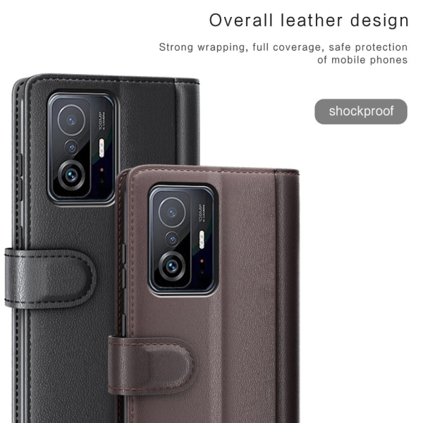 Ægte lædertaske Xiaomi 11T/11T Pro Brown