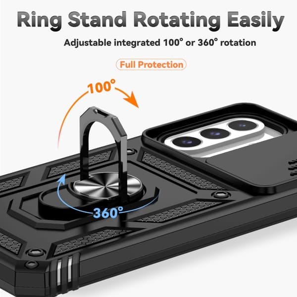 Hybrid Cover Samsung Galaxy A26 Ring + Kamerabeskyttelse Sort