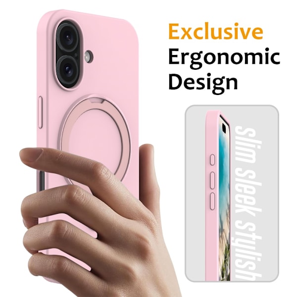 Silikonskal Kickstand MagSafe iPhone 16 Rosa