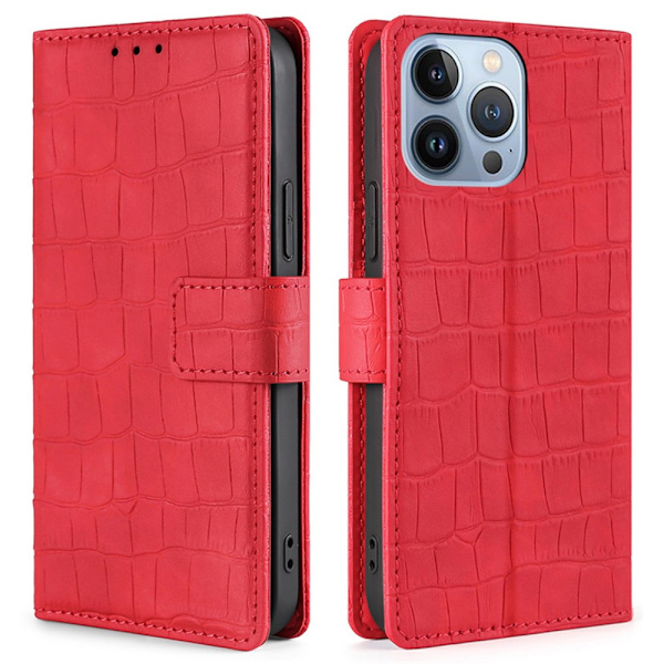 iPhone 14 Pro Max Etui Krokodillemønster Rød