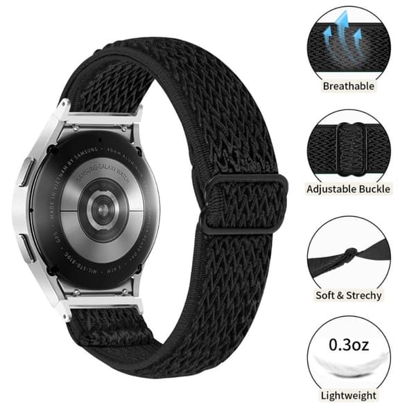 Flettet nylonrem til Samsung Galaxy Watch 5 40/44/Pro 45mm Sort