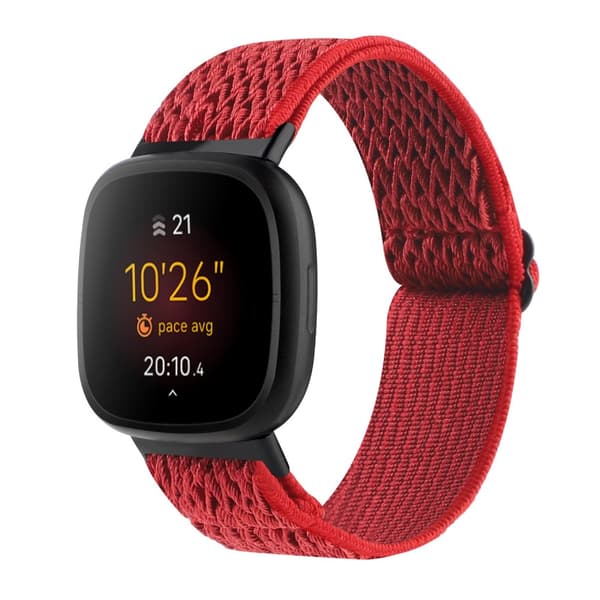 Fitbit Versa 4/Sense 2 punottu punainen nylonranneke