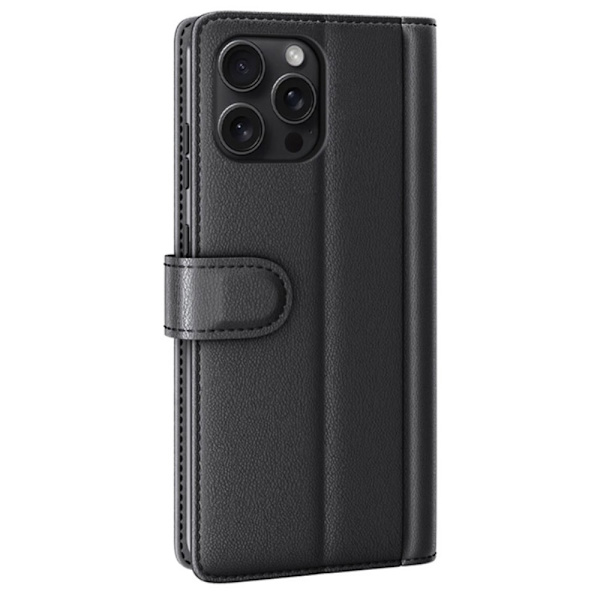 Ægte læderetui iPhone 16 Pro Max Sort
