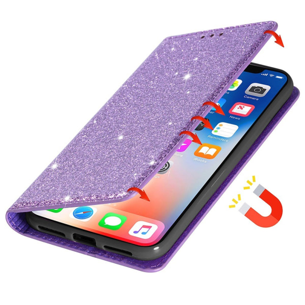 Glitter Plånboksfodral iPhone 14 Pro Max Lila