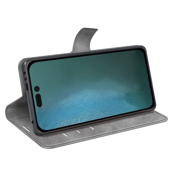 iPhone 14 Pro Max Wallet Läder Grå