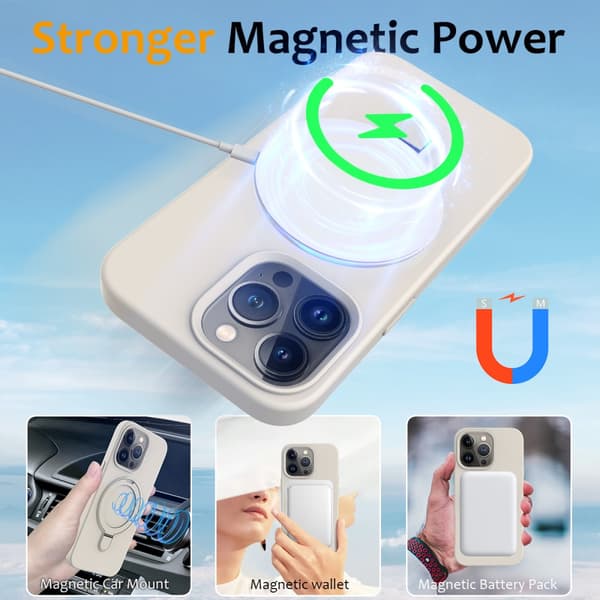 Silikoneskal Kickstand MagSafe iPhone 16 Pro Max Beige
