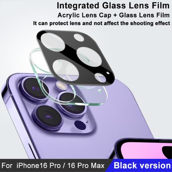 Imak Hærdet Glas Linsebeskyttelse iPhone 16 Pro Max Sort