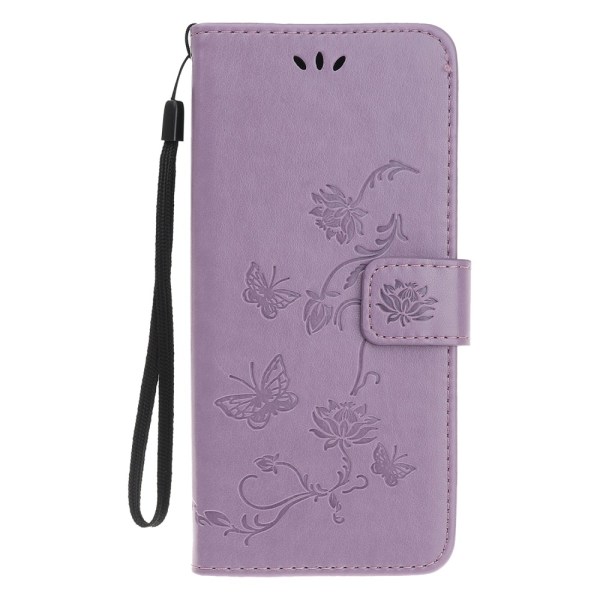 Nahkakotelo Butterflies iPhone 12 Mini Purple