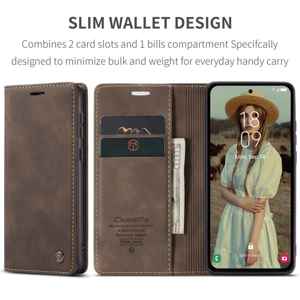 CaseMe Slim Plånboksfodral Samsung Galaxy A56 Brun