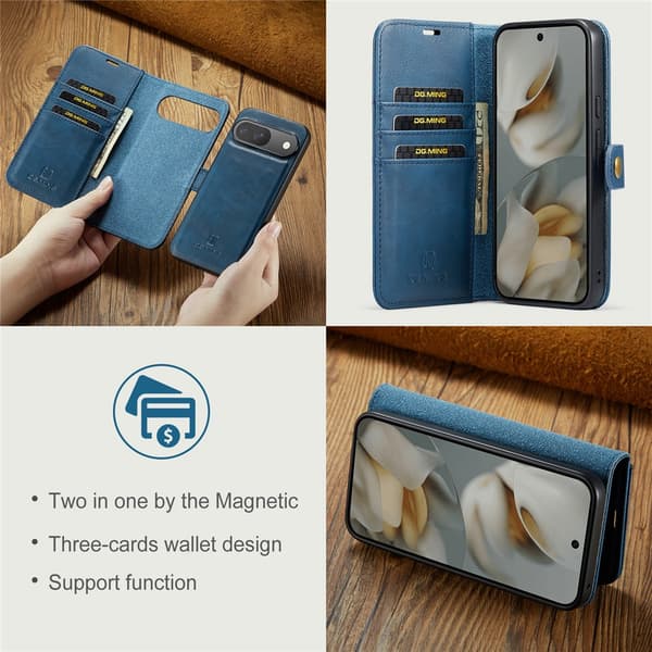 DG.MING 2-i-1 Magnetiskt Plånboksfodral Google Pixel 10 Pro Blå