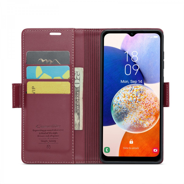 CaseMe Slim Plånboksfodral RFID-skydd Samsung Galaxy A14 Röd