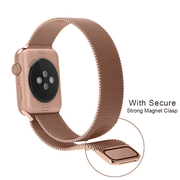 Milanese Loop Armband Apple Watch 45mm Series 9 Roséguld
