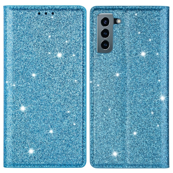 Glitter Plånboksfodral Samsung Galaxy S22 Blå