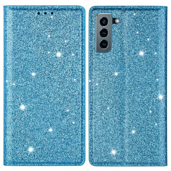 Glitter Pungetui Samsung Galaxy S22 Blå