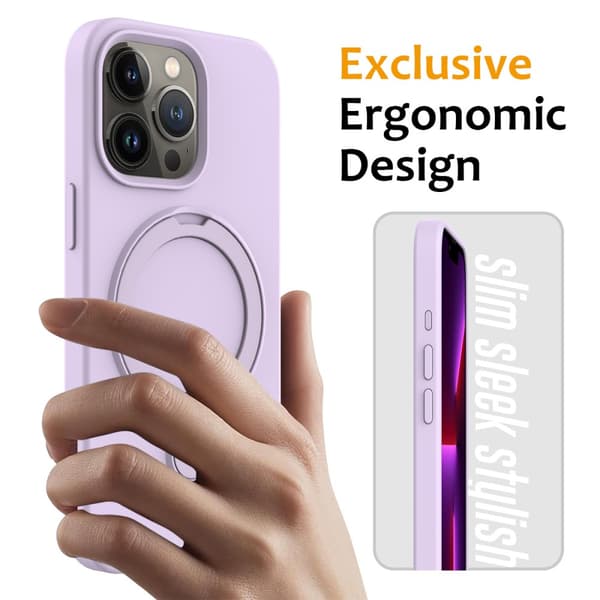 Silikoni Bumper Kickstand MagSafe iPhone 16 Pro Lila
