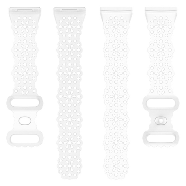 Blomster Silikon Rem Fitbit Versa 3/Sense Hvid