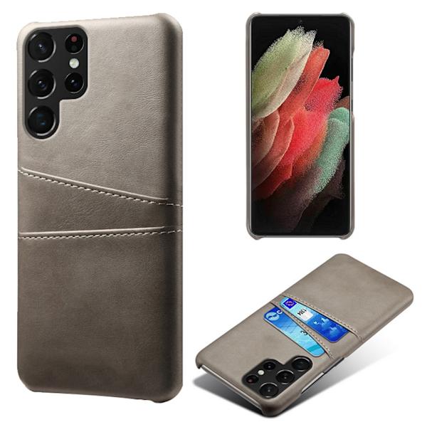 Nahkainen korttikotelo Samsung Galaxy S22 Ultra - Harmaa