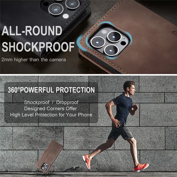 CaseMe Slim Pungetui iPhone 15 Pro Brun