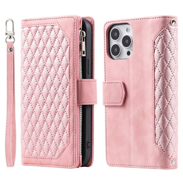 iPhone 16 Pro Max Plånboksväska Vadderad Rosa