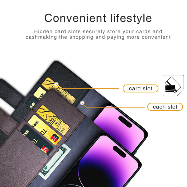 Ægte læderetui iPhone 15 Pro Max Sort