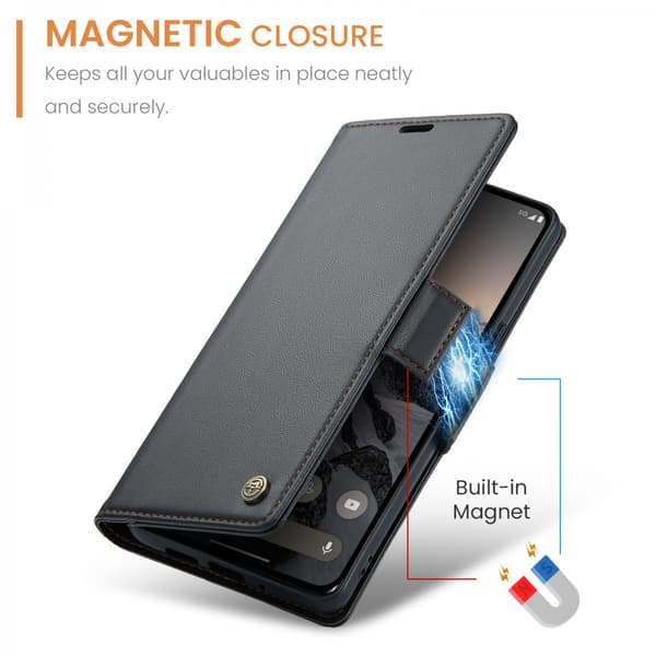 CaseMe Slim Plånboksfodral RFID-skydd Google Pixel 10 Pro Svart