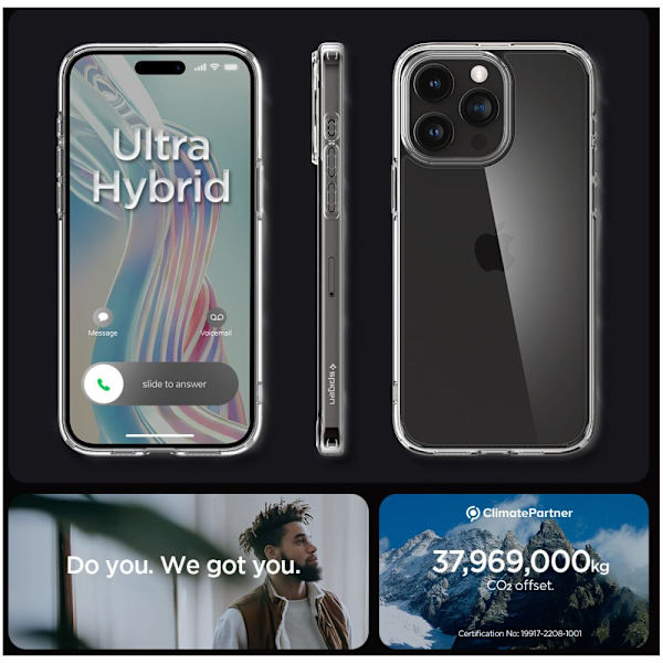 Spigen iPhone 15 Pro -kotelo Ultra Hybrid Crystal Clear