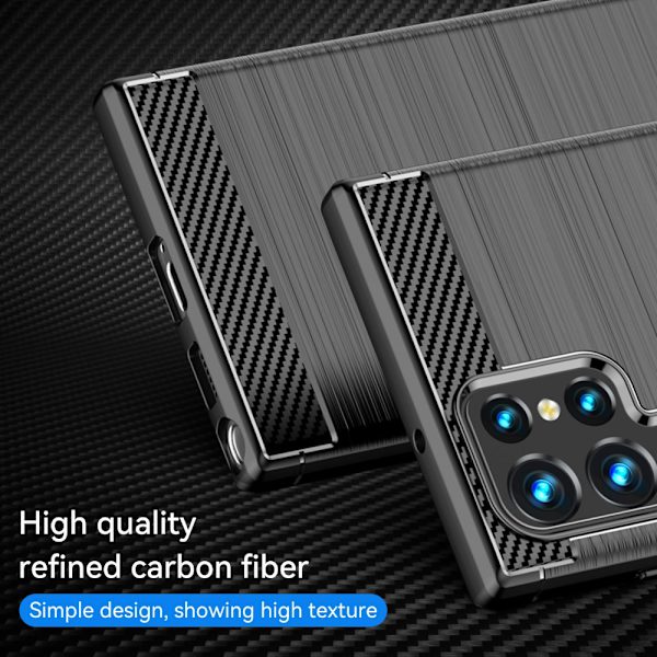 Carbon Stødsikkert TPU Etui Samsung Galaxy S23 Ultra Sort