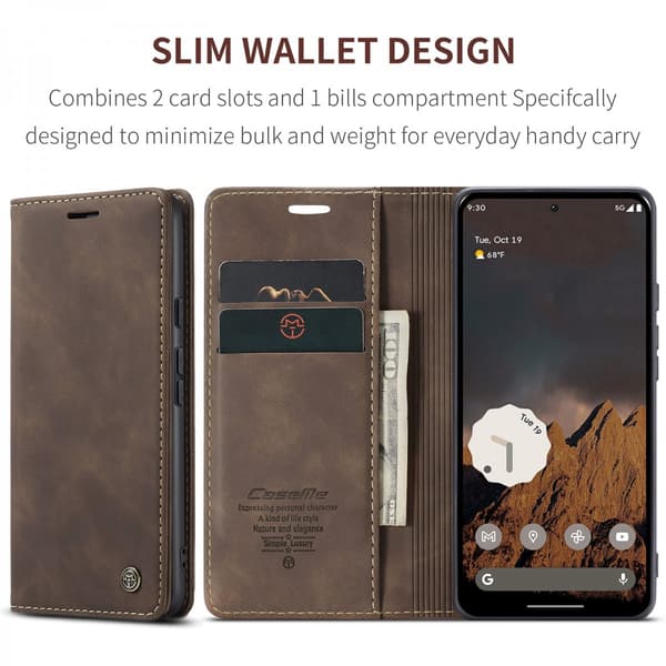 CaseMe Slim Plånboksfodral Google Pixel 10 Brun