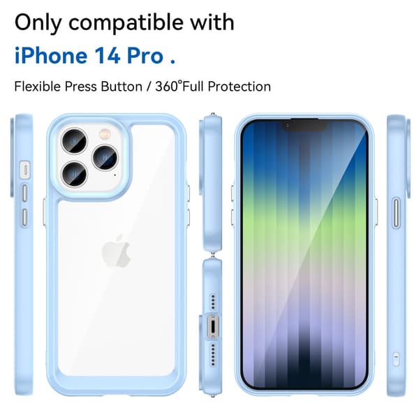 Hybrid Edge Skal iPhone 14 Pro Ljusblå