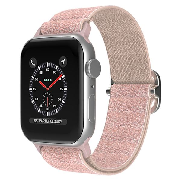 Elastiskt Nylonarmband Apple Watch 41mm Series 9 Glitter Rosa