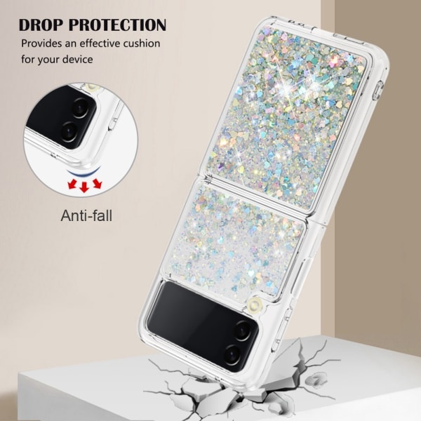 Glitter Bling TPU-kotelo Samsung Galaxy Z Flip 4 Silver