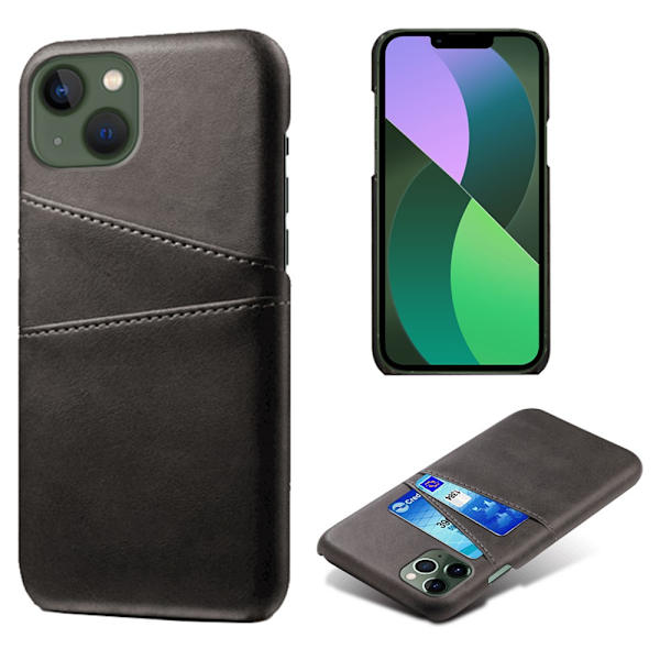 Nahkainen korttikotelo iPhone 14 Plus - Musta