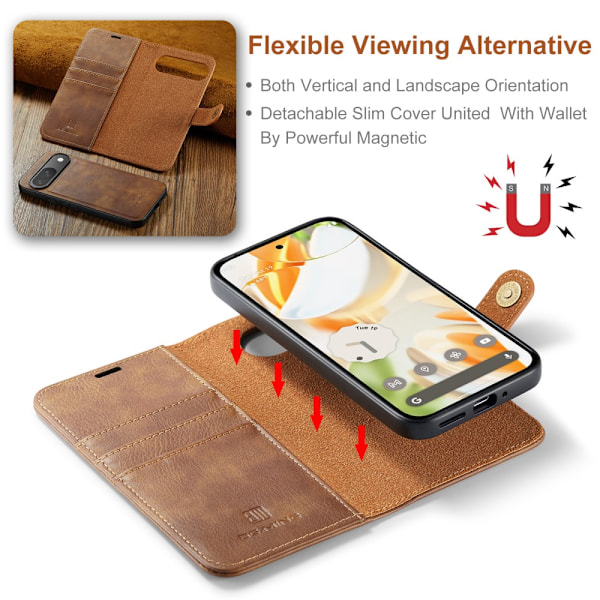 DG.MING 2-in-1 Magnet Wallet Google Pixel 9 Pro Cognac