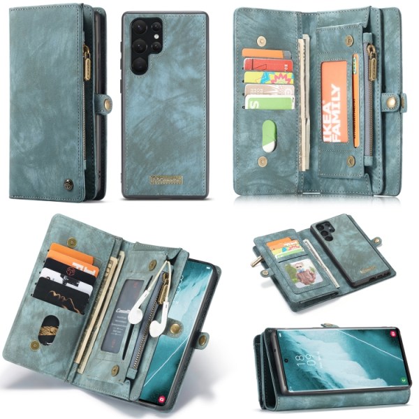 CaseMe Multi-Slot 2 i 1 Pungetui Galaxy S22 Ultra Blå